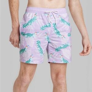 Original Use Men’s Lavender Swim Trunks with Alligator Design